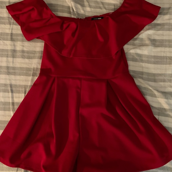 Red Off the Shoulder Romper - Picture 1 of 1